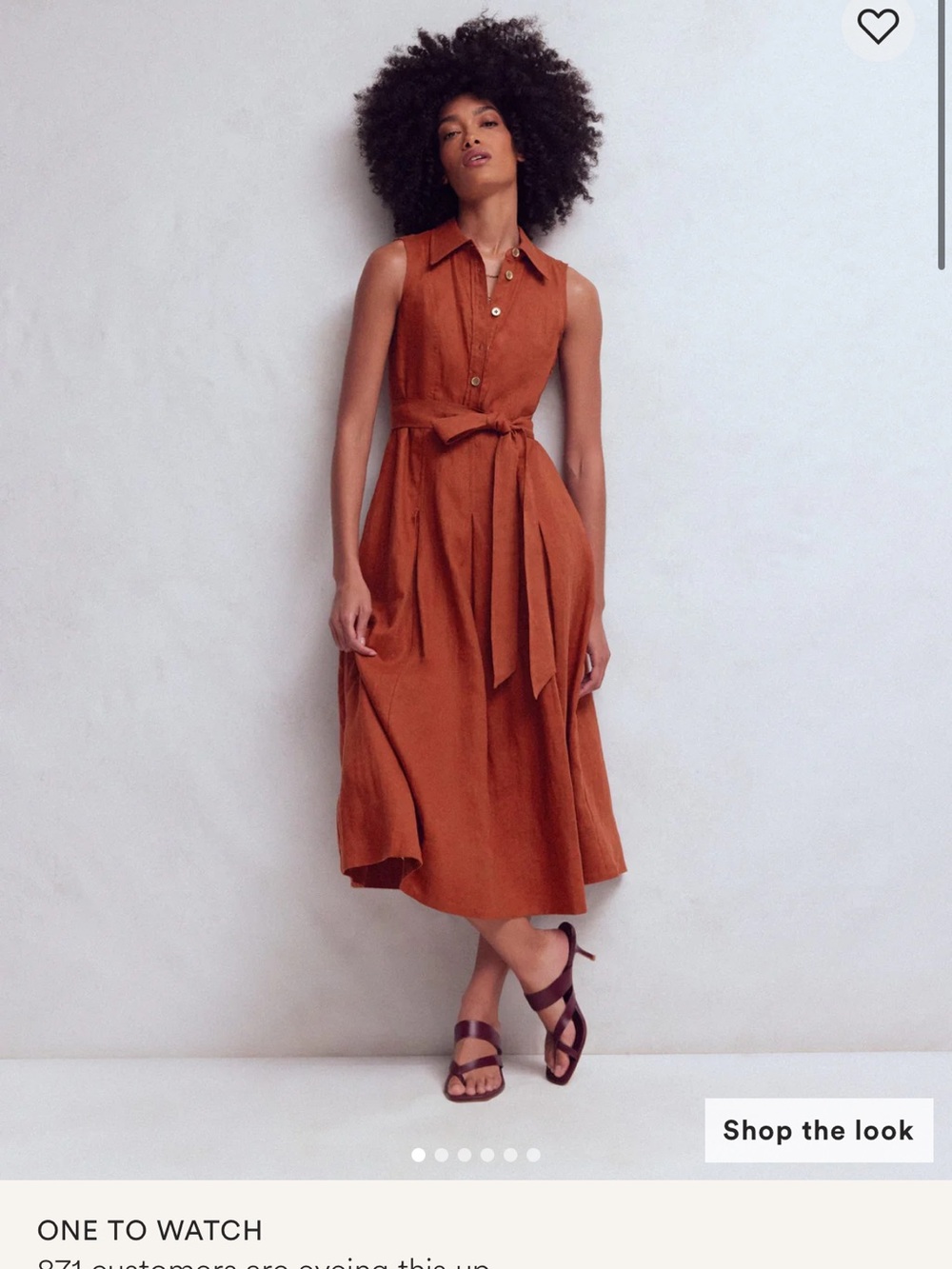 BODEN Belinda Linen Dress in Burnt Orange